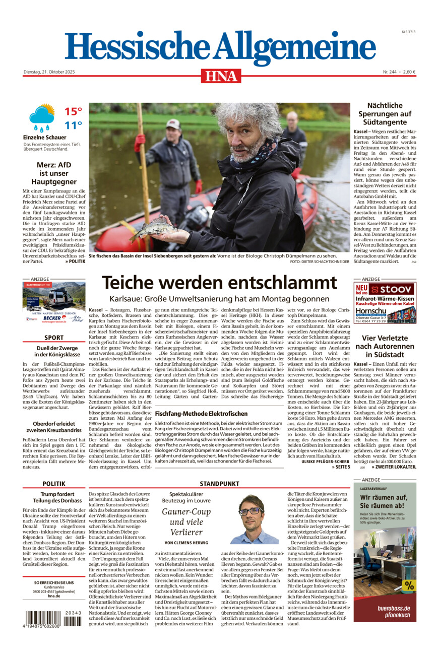 Hessische Allgemeine (Kassel-Süd) vom Dienstag, 21.10.2025