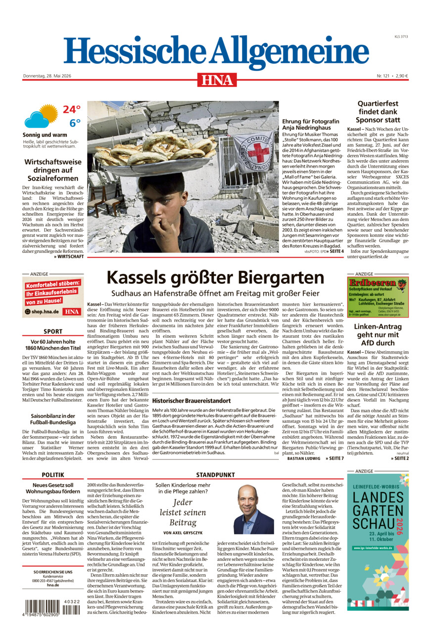 Hessische Allgemeine (Kassel-Süd) vom Donnerstag, 28.05.2026