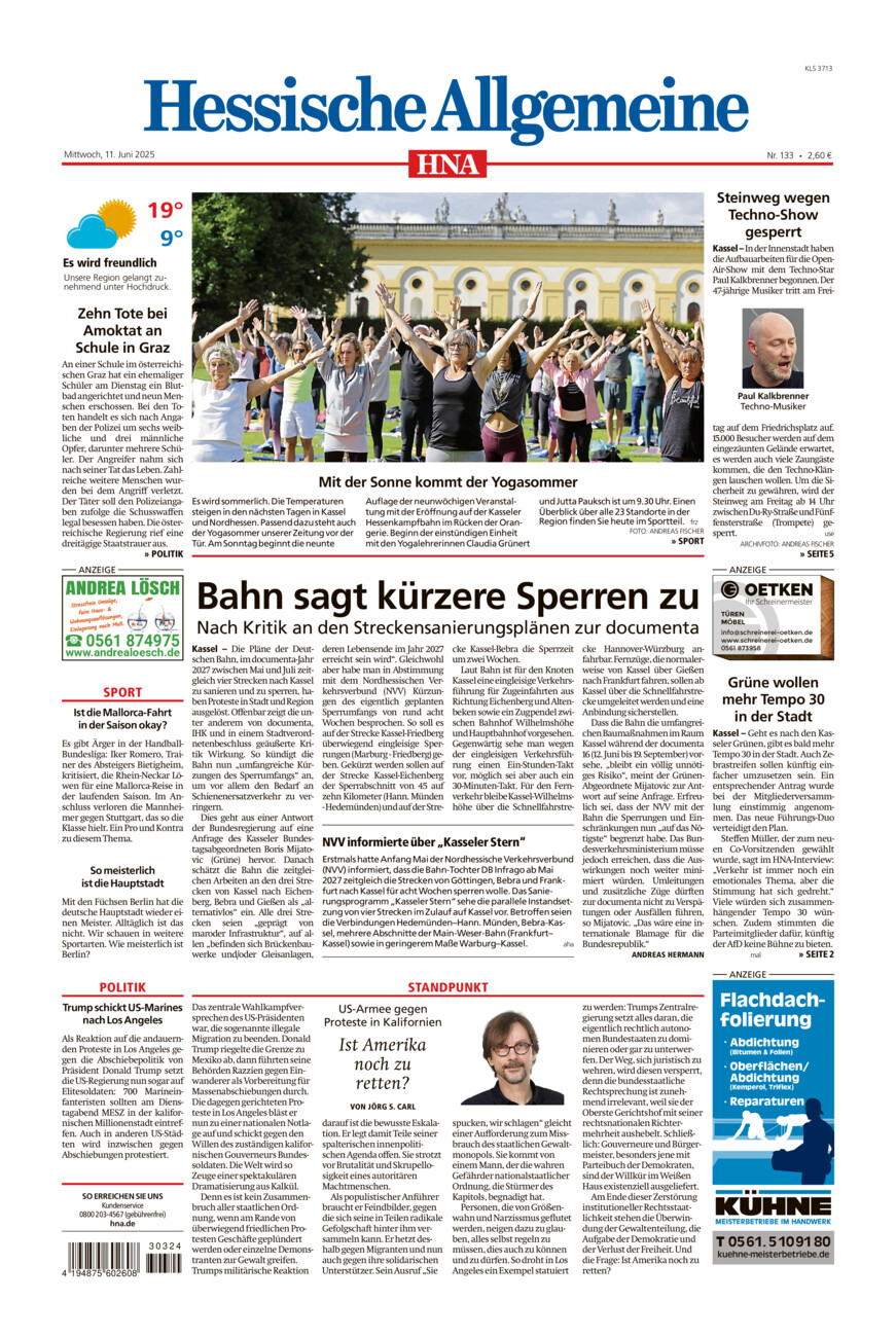Hessische Allgemeine (Kassel-Süd) vom Mittwoch, 11.06.2025