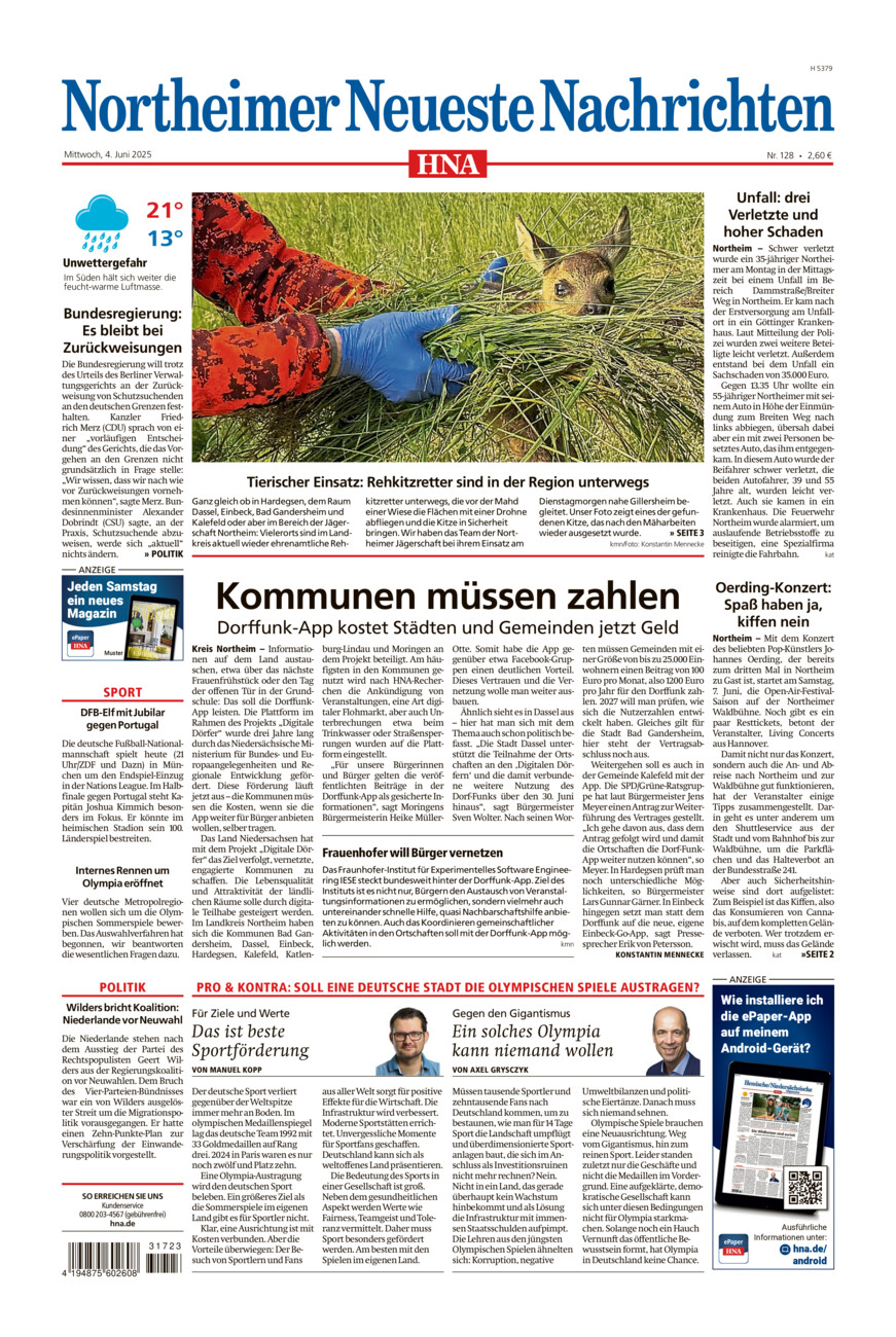 Northeimer Neueste Nachrichten vom Mittwoch, 04.06.2025