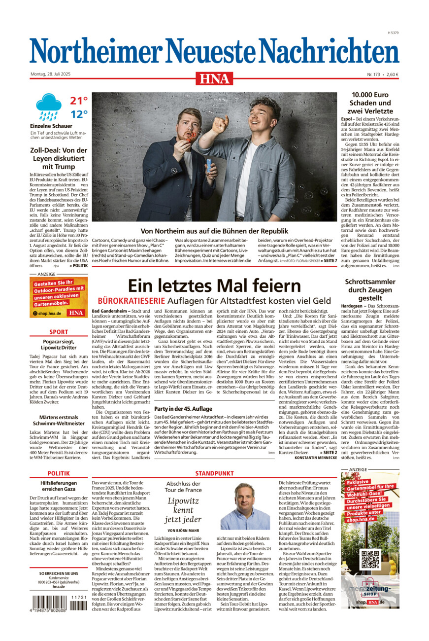 Northeimer Neueste Nachrichten vom Montag, 28.07.2025