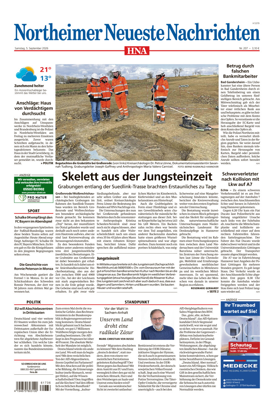 Northeimer Neueste Nachrichten vom Samstag, 05.09.2026