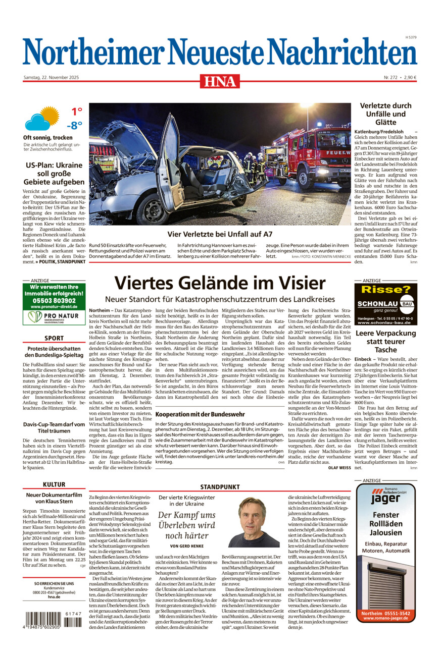 Northeimer Neueste Nachrichten vom Samstag, 22.11.2025