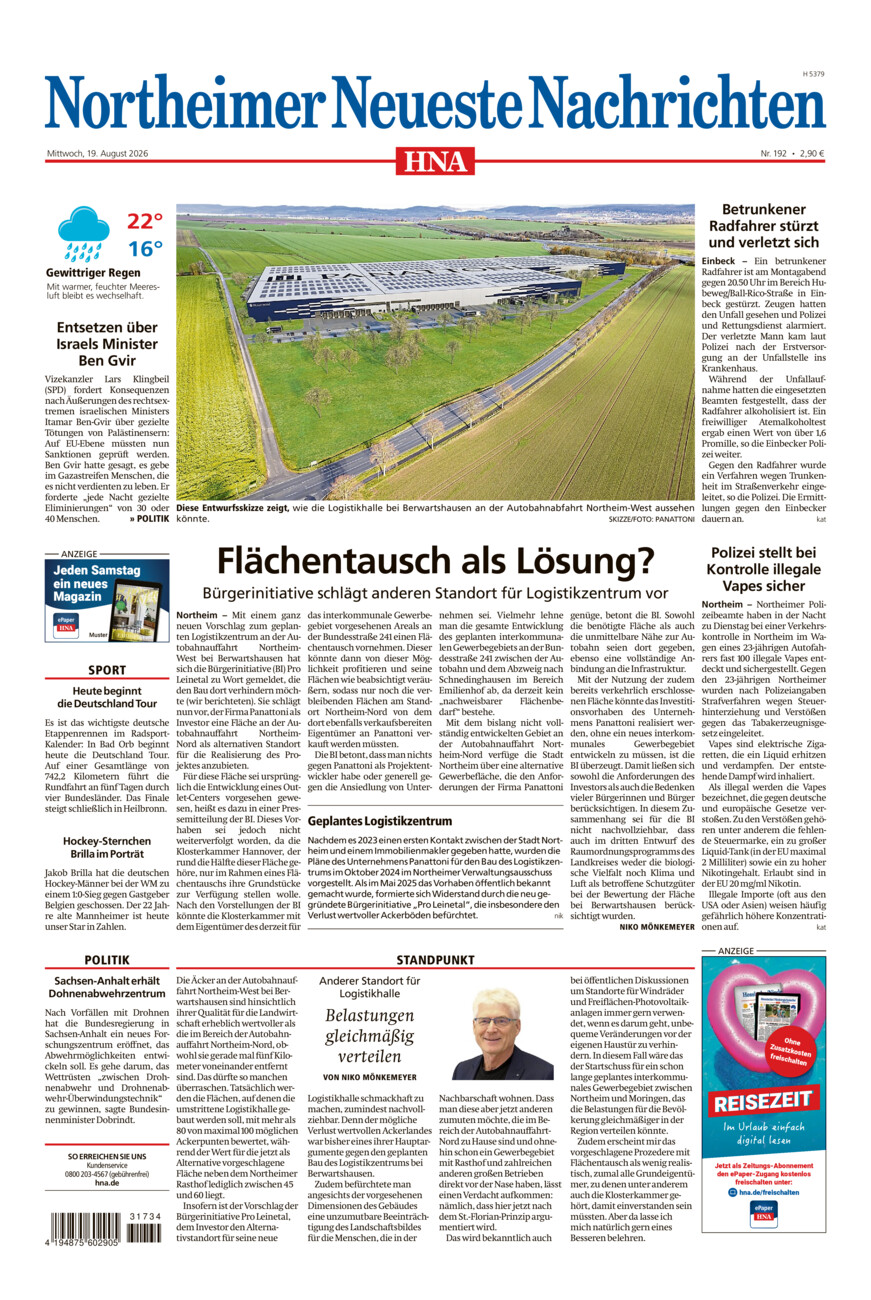 Northeimer Neueste Nachrichten vom Mittwoch, 19.08.2026