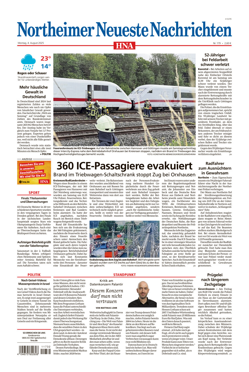 Northeimer Neueste Nachrichten vom Montag, 04.08.2025