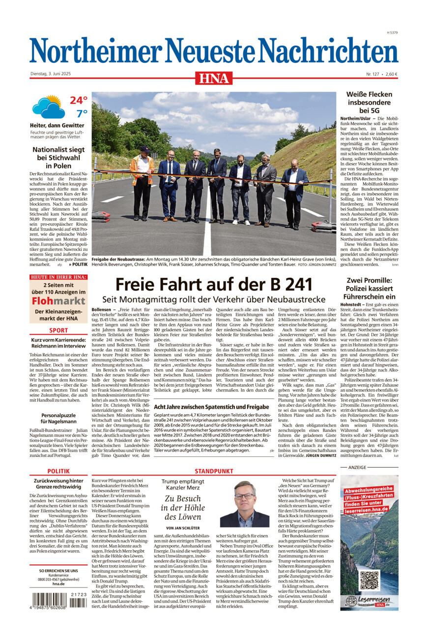 Northeimer Neueste Nachrichten vom Dienstag, 03.06.2025