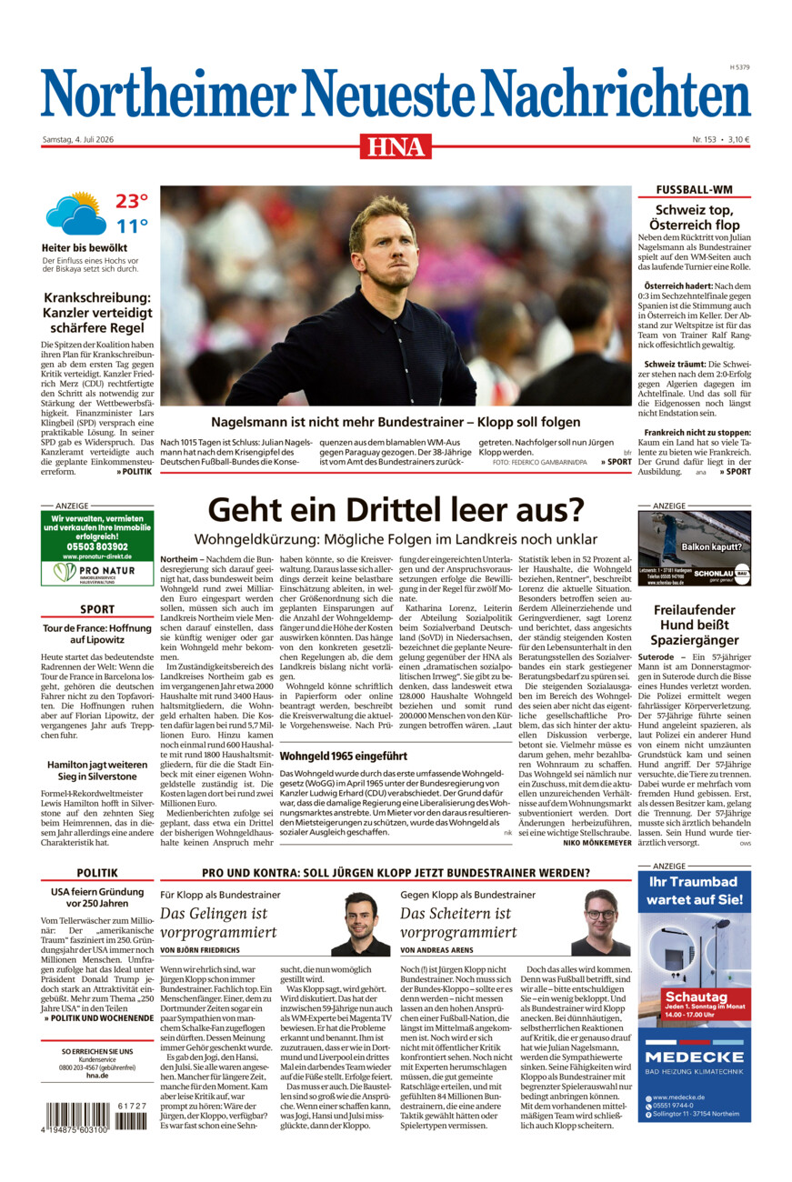 Northeimer Neueste Nachrichten vom Samstag, 04.07.2026