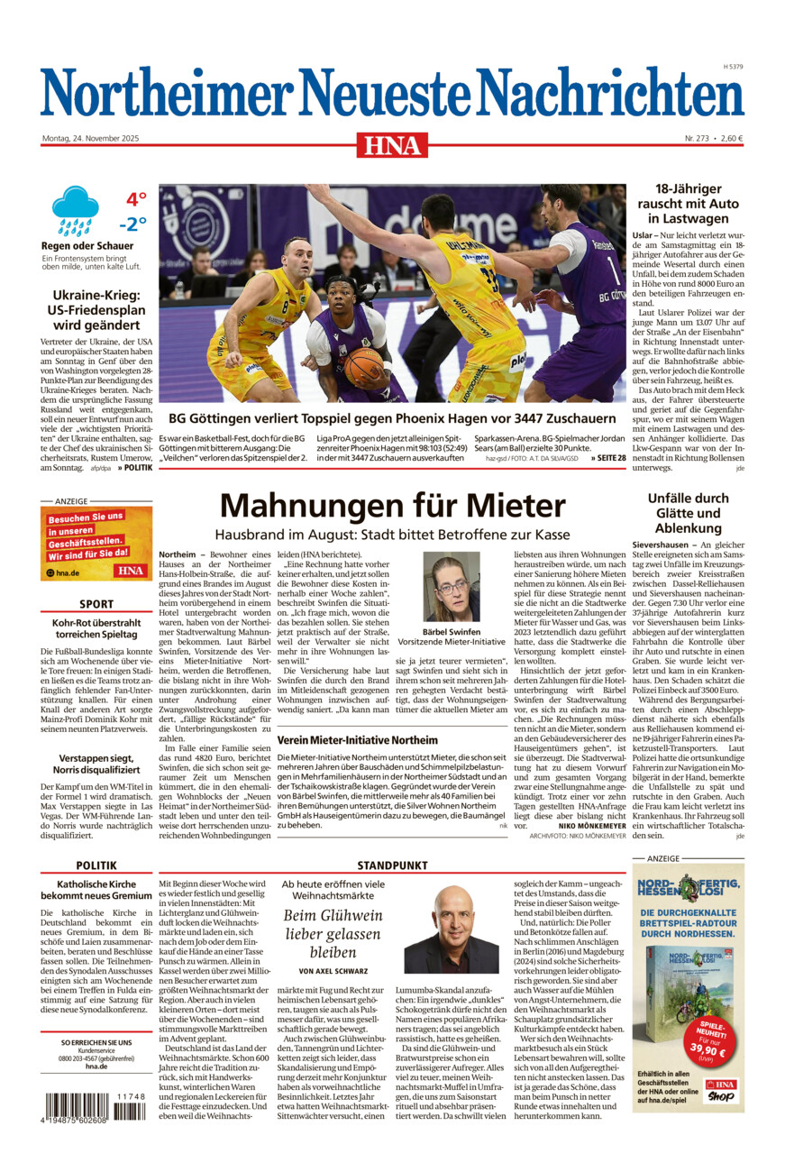 Northeimer Neueste Nachrichten vom Montag, 24.11.2025