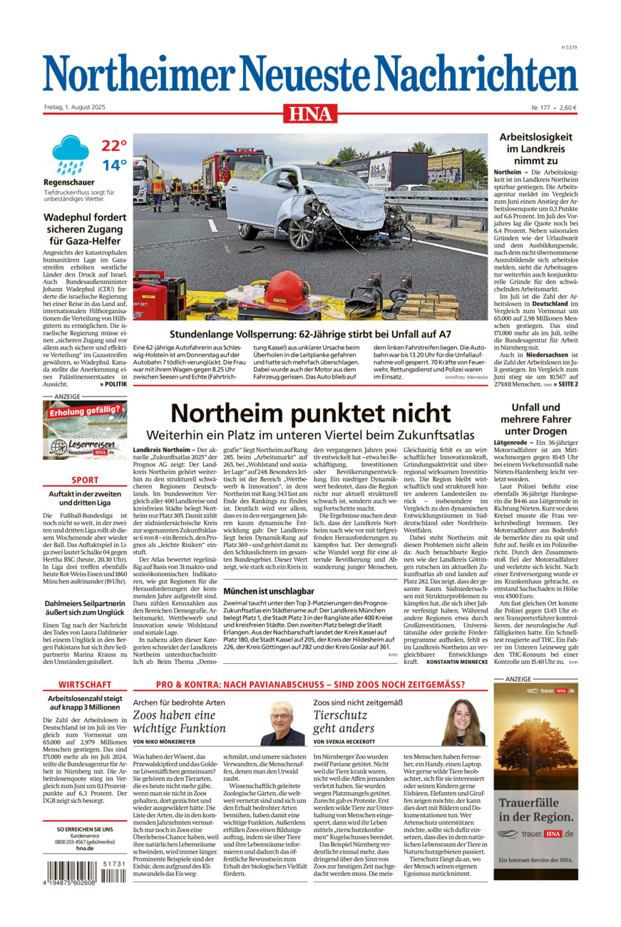 Northeimer Neueste Nachrichten vom Freitag, 01.08.2025