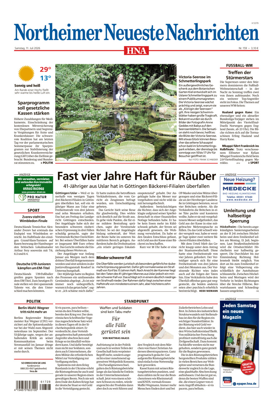 Northeimer Neueste Nachrichten vom Samstag, 11.07.2026