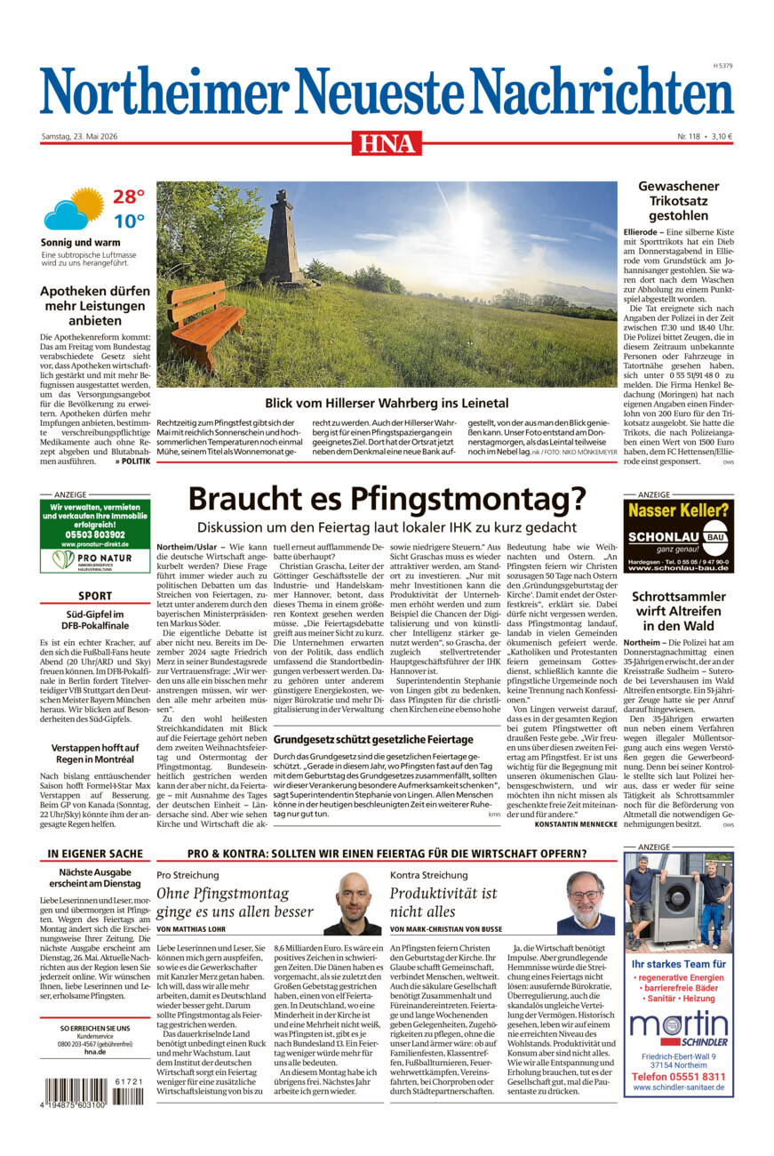 Northeimer Neueste Nachrichten vom Samstag, 23.05.2026
