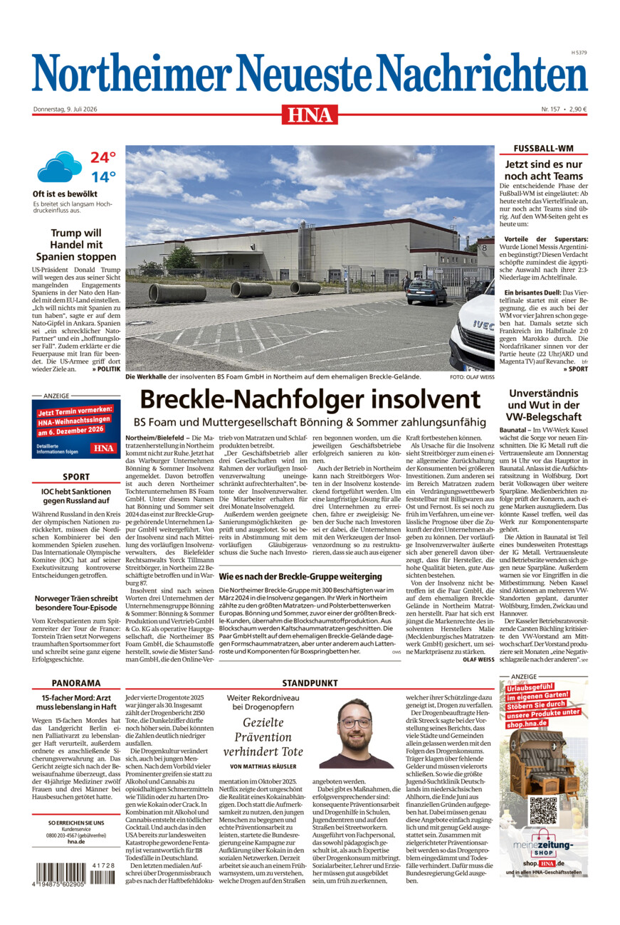 Northeimer Neueste Nachrichten vom Donnerstag, 09.07.2026