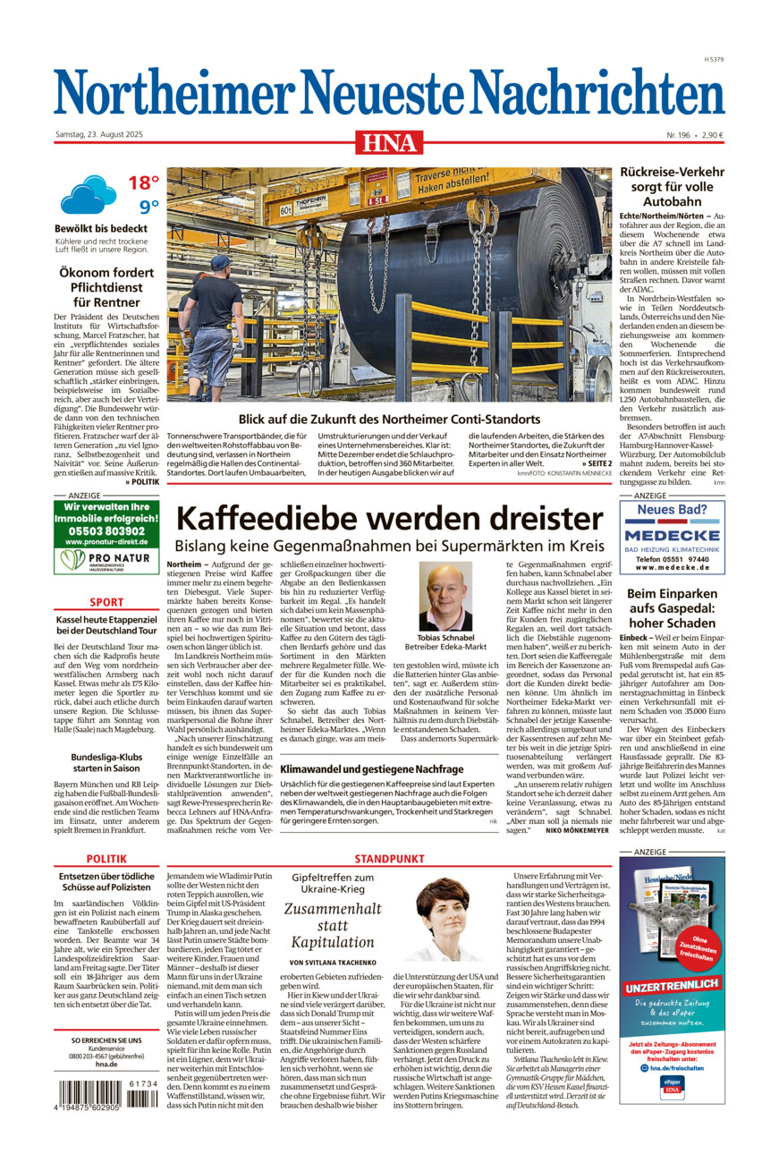 Northeimer Neueste Nachrichten vom Samstag, 23.08.2025