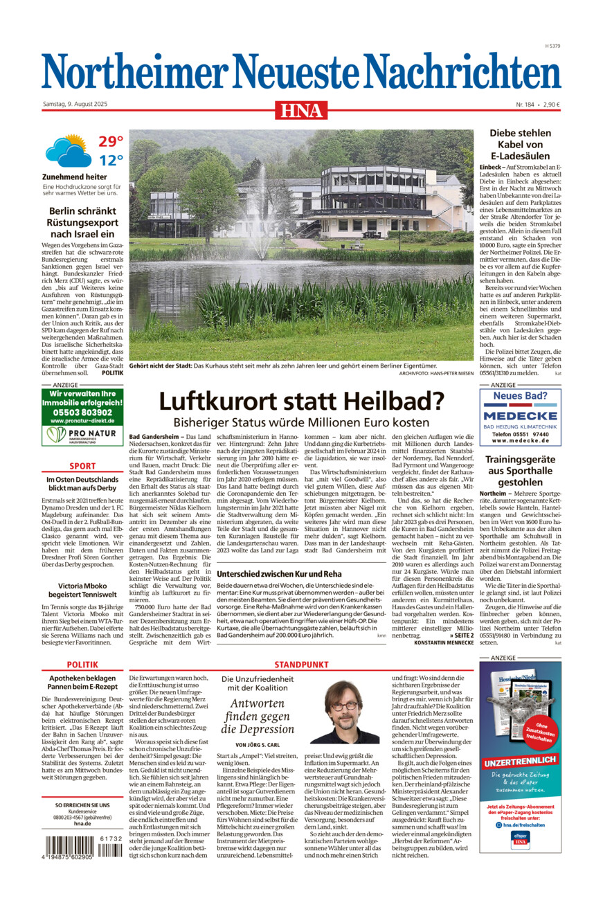 Northeimer Neueste Nachrichten vom Samstag, 09.08.2025
