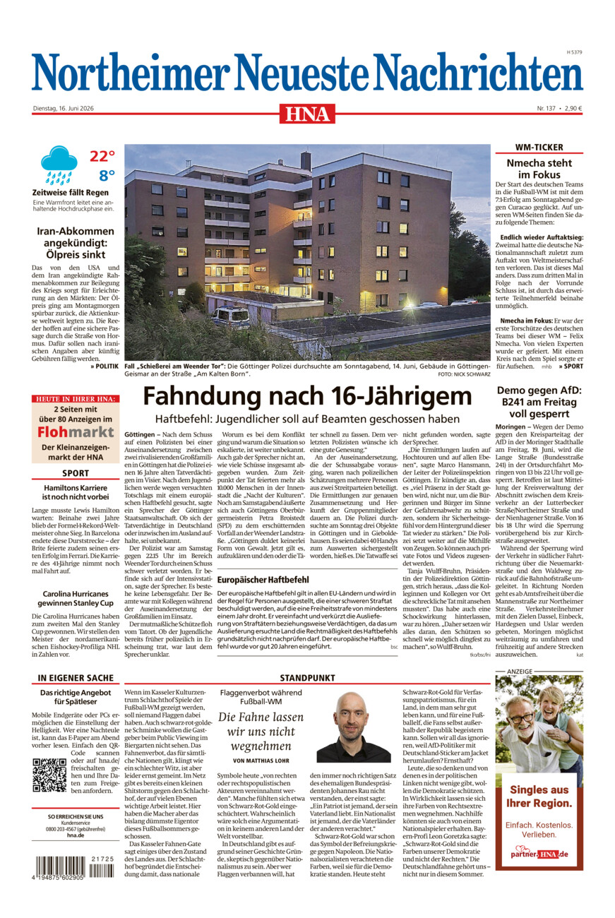 Northeimer Neueste Nachrichten vom Dienstag, 16.06.2026
