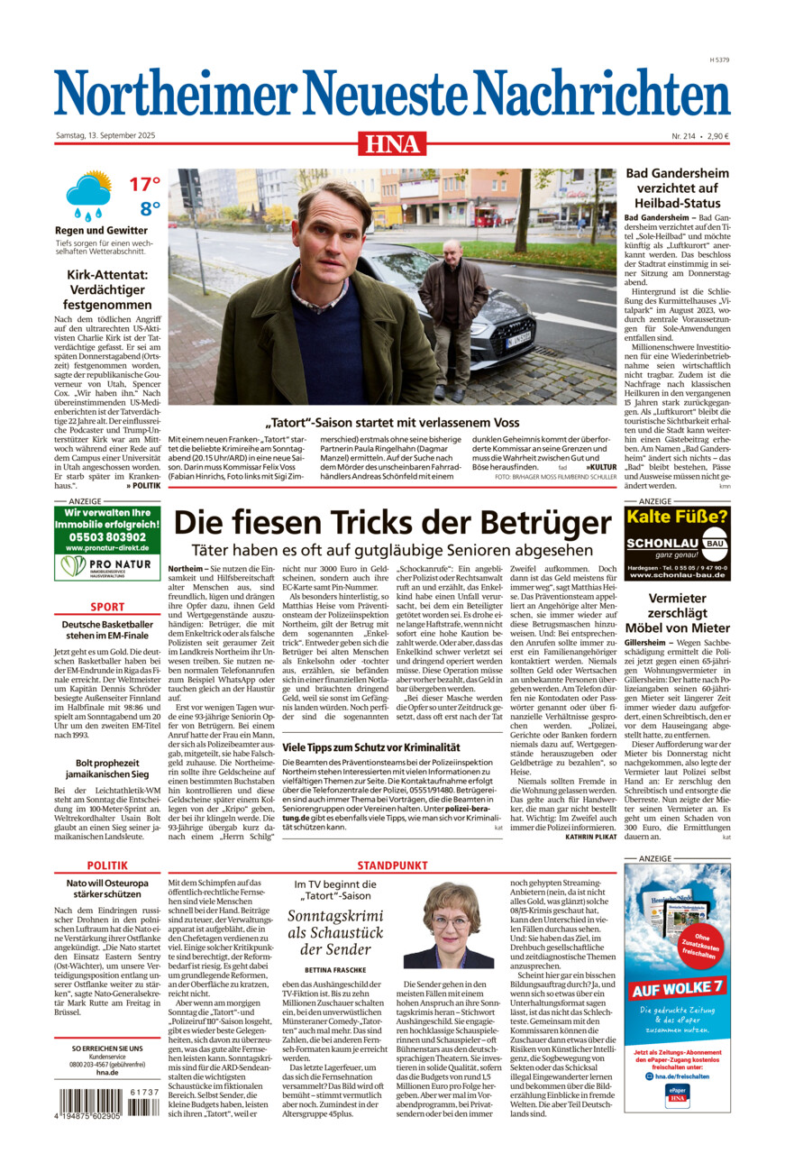 Northeimer Neueste Nachrichten vom Samstag, 13.09.2025