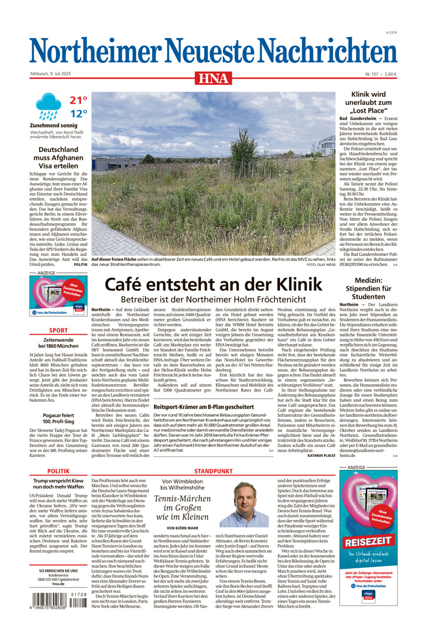 Northeimer Neueste Nachrichten vom Mittwoch, 09.07.2025