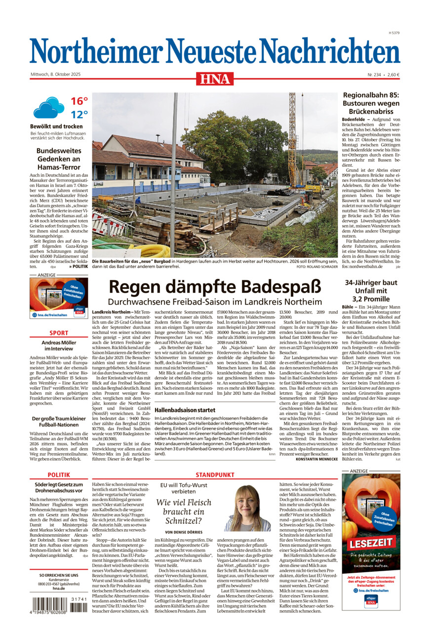 Northeimer Neueste Nachrichten vom Mittwoch, 08.10.2025