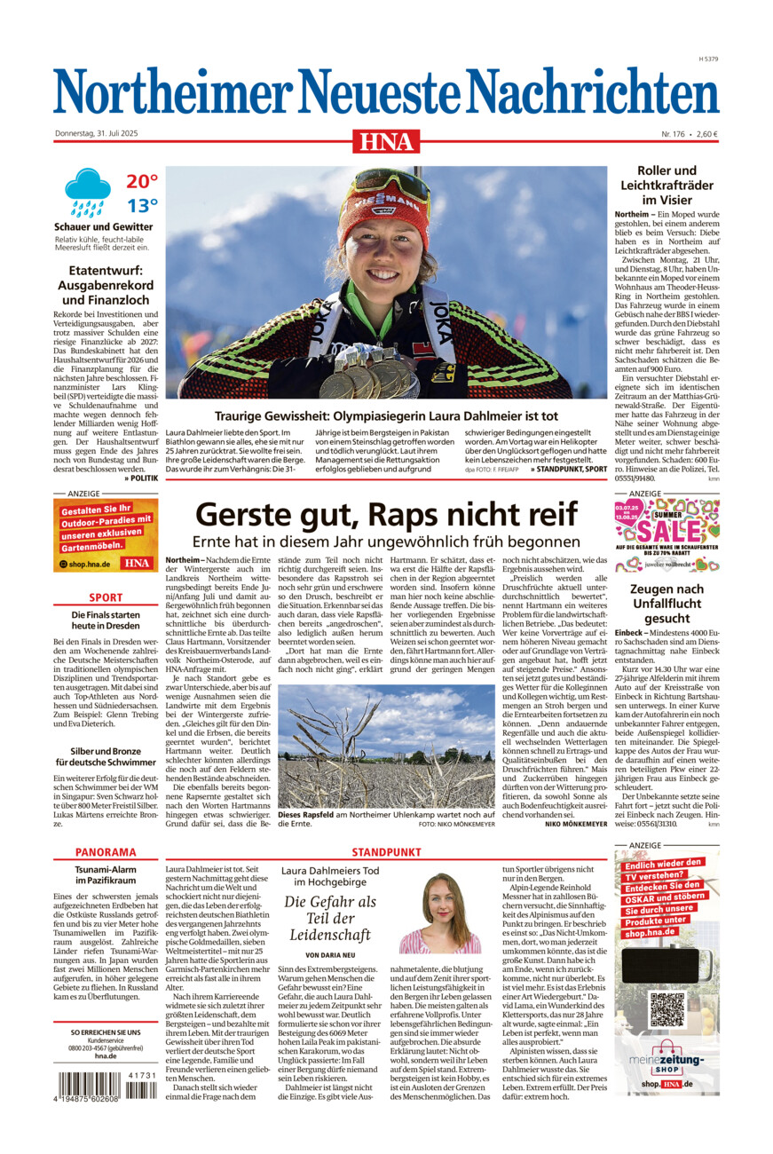 Northeimer Neueste Nachrichten vom Donnerstag, 31.07.2025