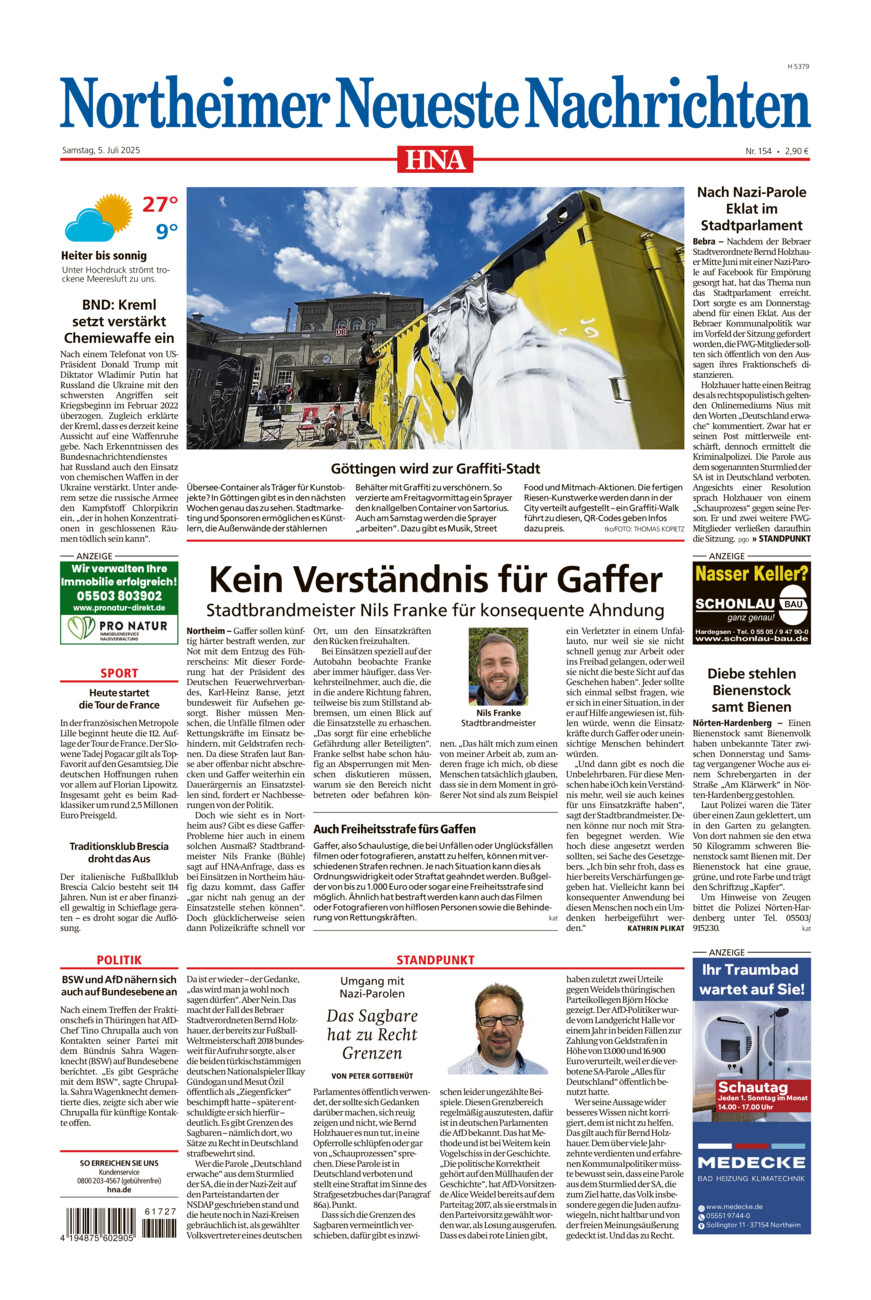 Northeimer Neueste Nachrichten vom Samstag, 05.07.2025