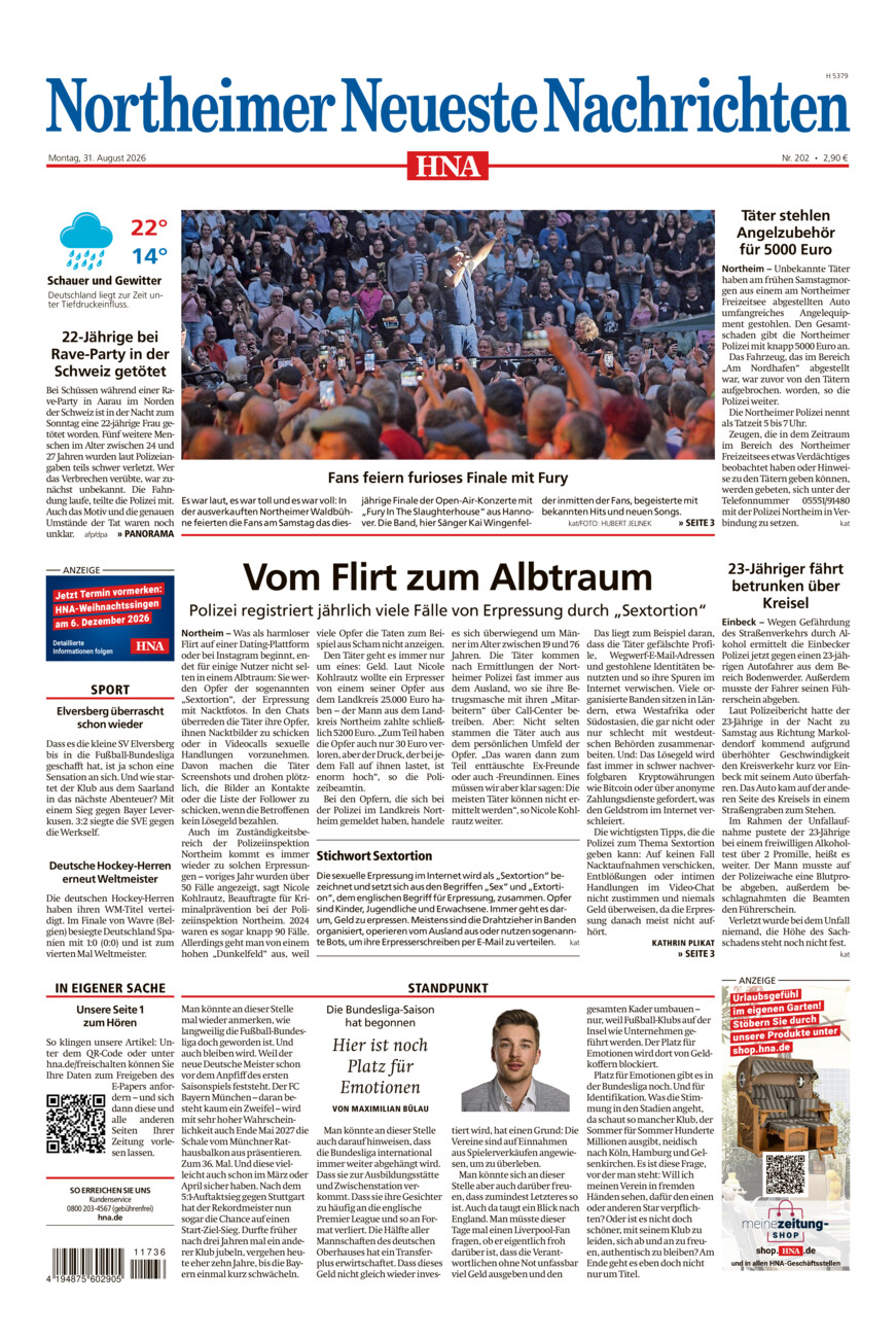 Northeimer Neueste Nachrichten vom Montag, 31.08.2026