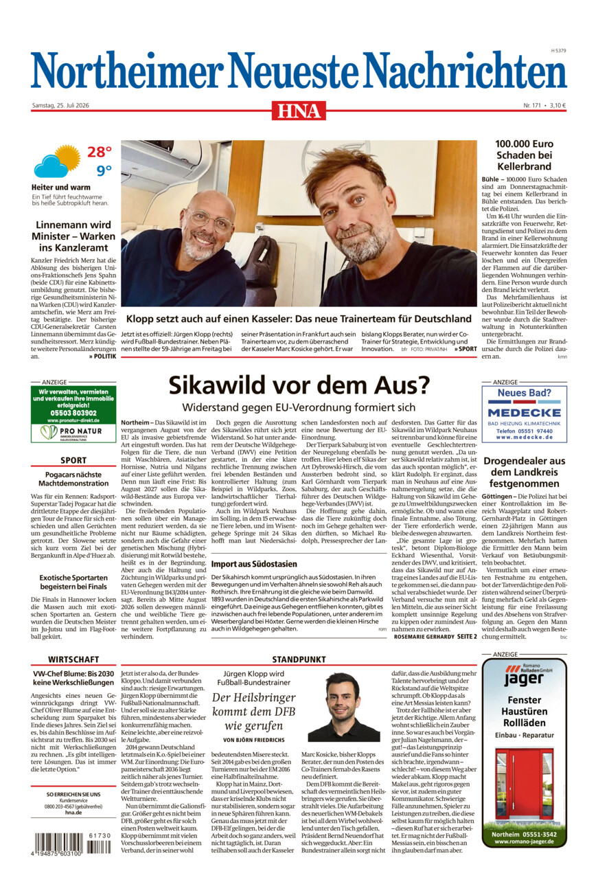Northeimer Neueste Nachrichten vom Samstag, 25.07.2026