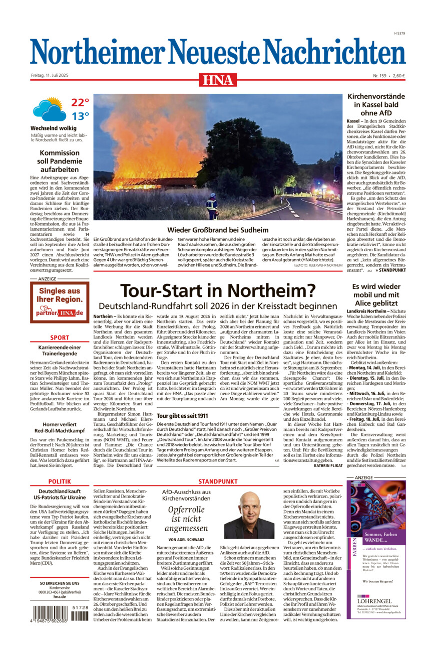 Northeimer Neueste Nachrichten vom Freitag, 11.07.2025
