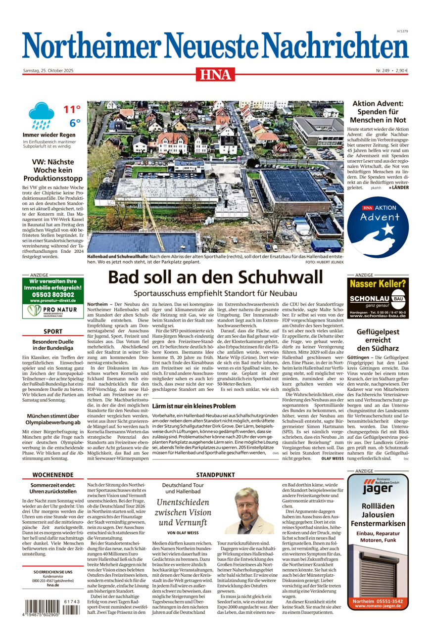 Northeimer Neueste Nachrichten vom Samstag, 25.10.2025