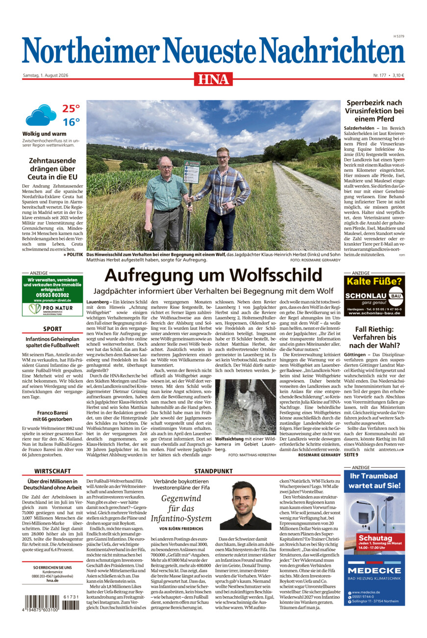 Northeimer Neueste Nachrichten vom Samstag, 01.08.2026