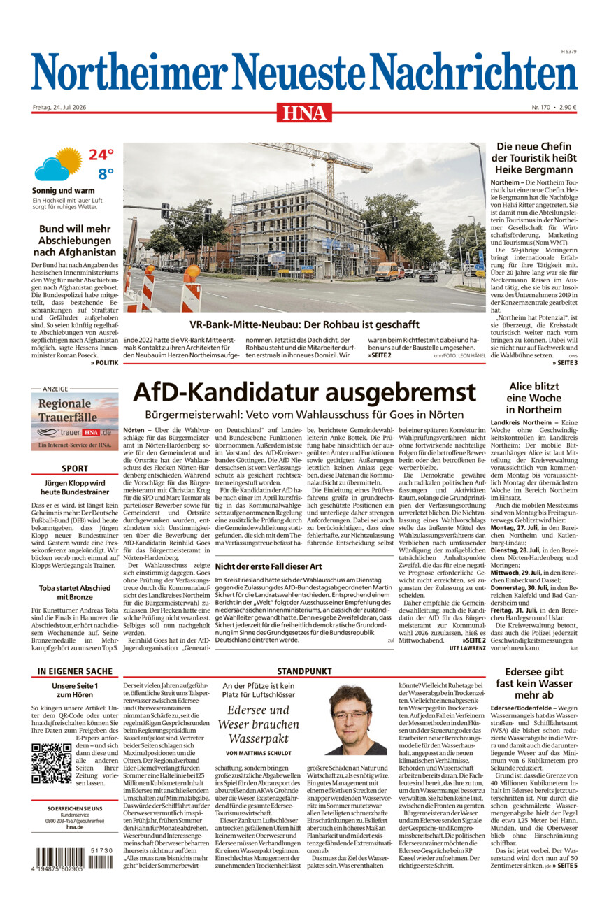 Northeimer Neueste Nachrichten vom Freitag, 24.07.2026