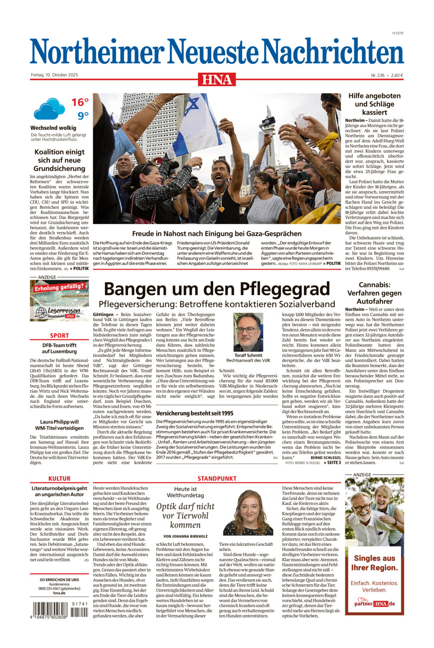 Northeimer Neueste Nachrichten vom Freitag, 10.10.2025
