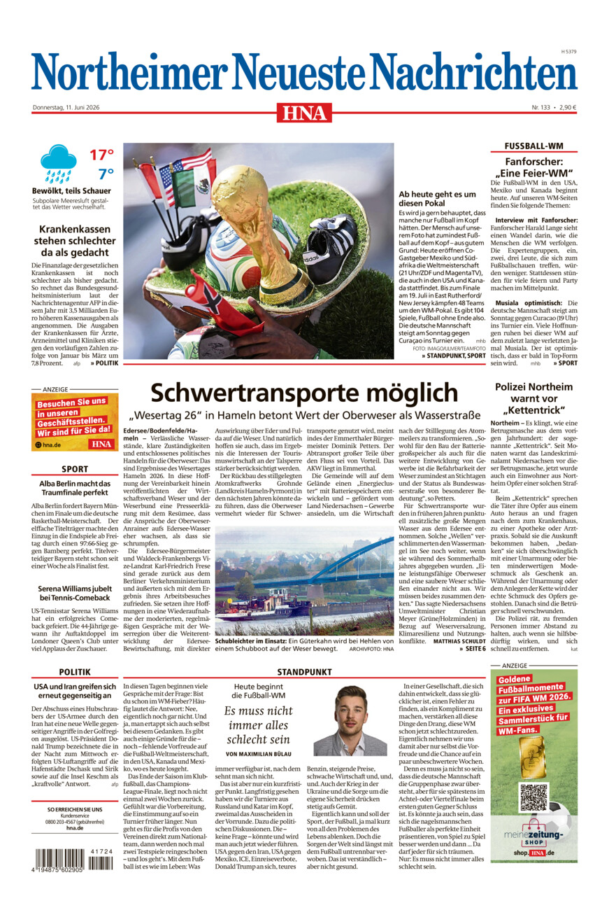 Northeimer Neueste Nachrichten vom Donnerstag, 11.06.2026