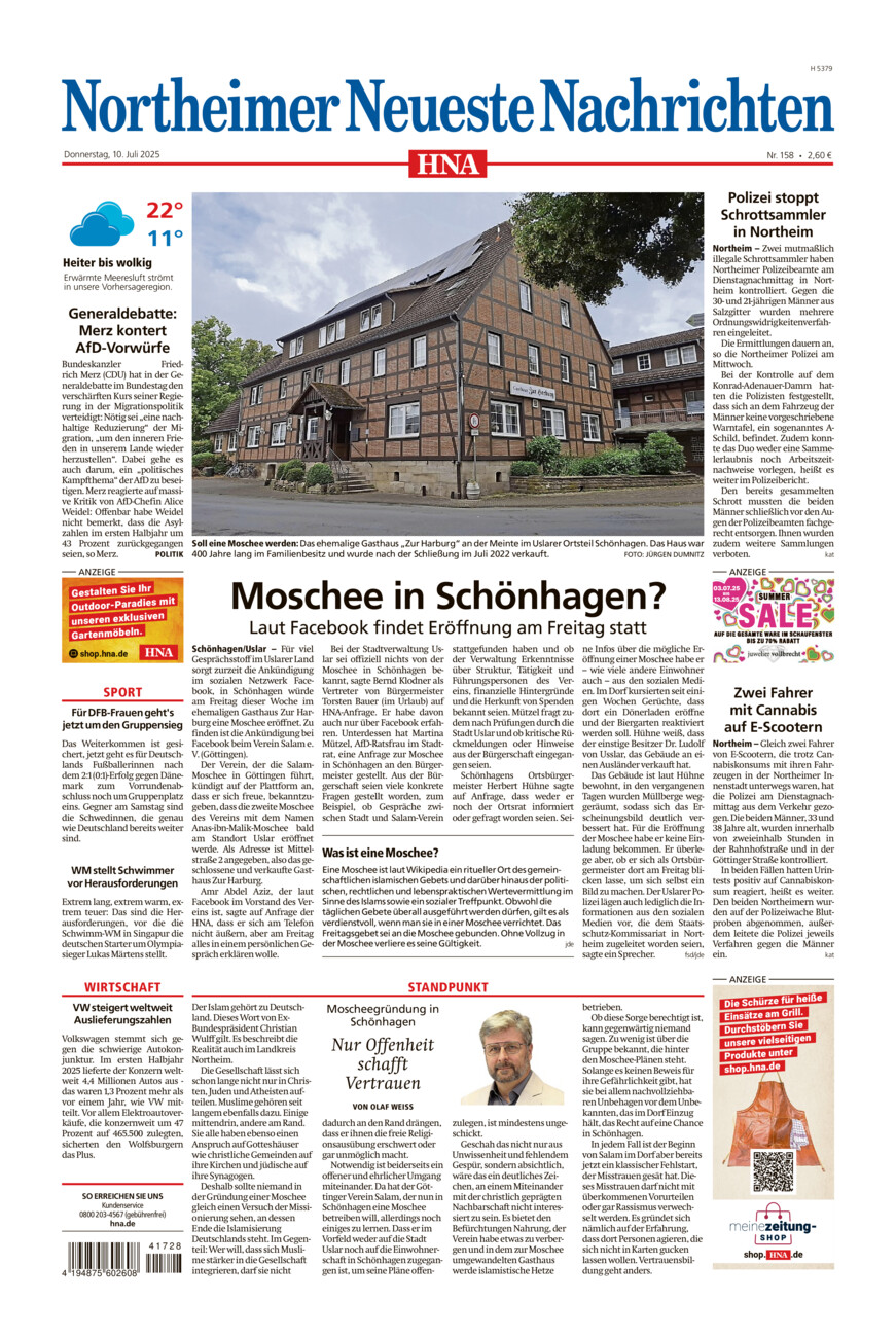 Northeimer Neueste Nachrichten vom Donnerstag, 10.07.2025