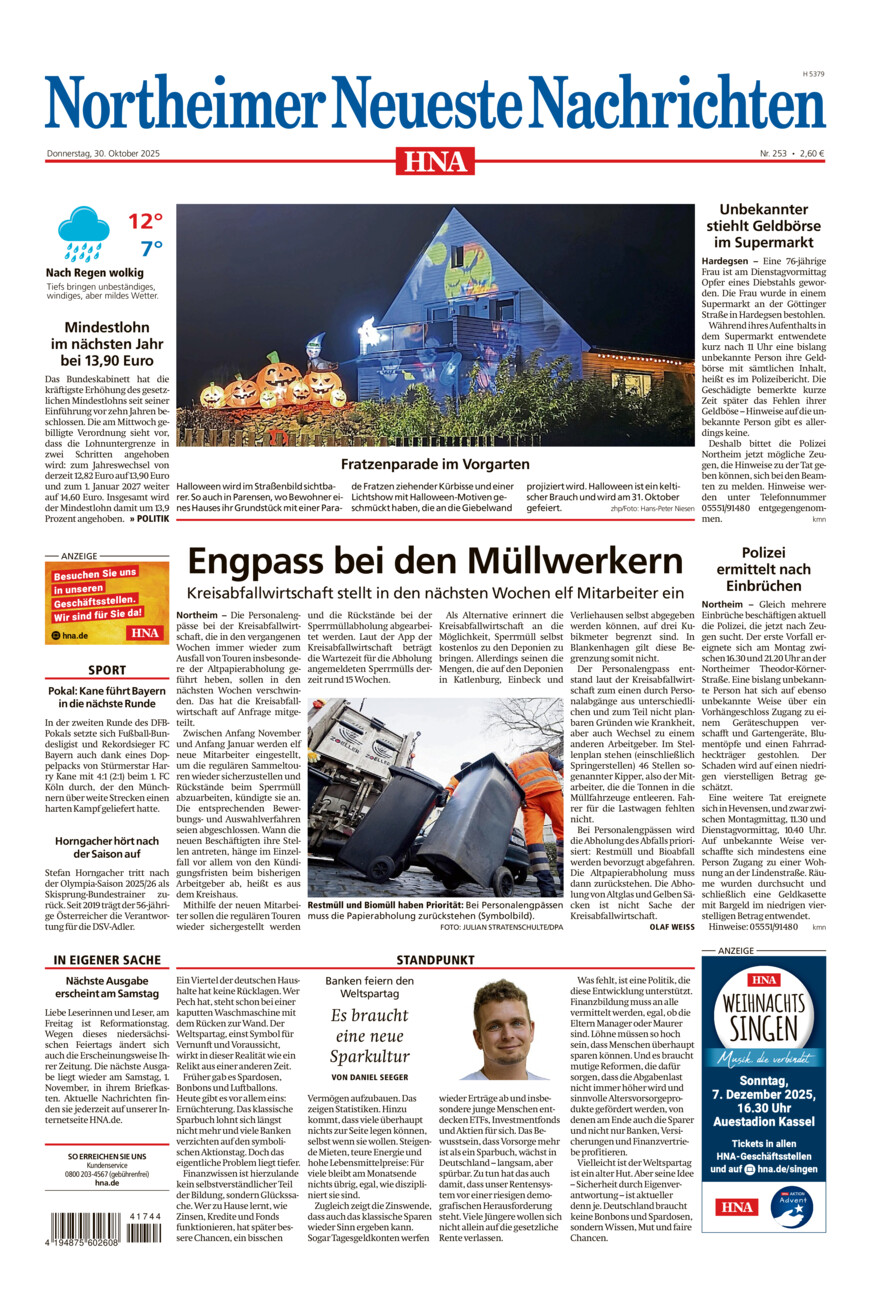 Northeimer Neueste Nachrichten vom Donnerstag, 30.10.2025