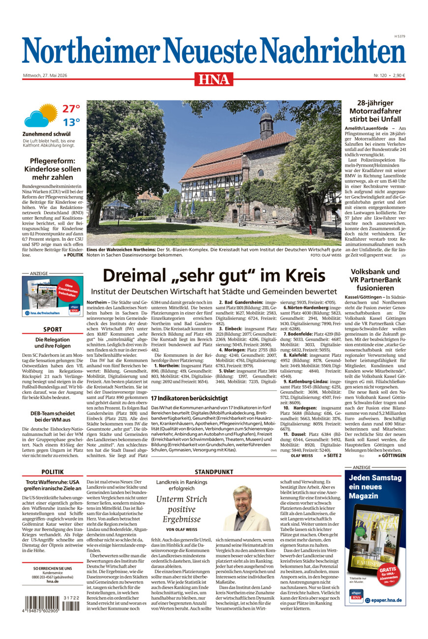 Northeimer Neueste Nachrichten vom Mittwoch, 27.05.2026