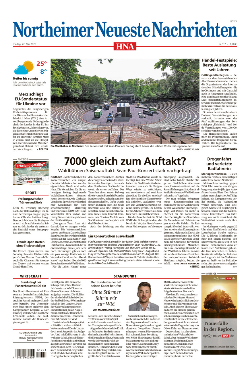Northeimer Neueste Nachrichten vom Freitag, 22.05.2026