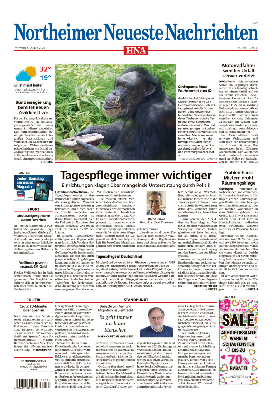 Northeimer Neueste Nachrichten vom Mittwoch, 05.08.2026