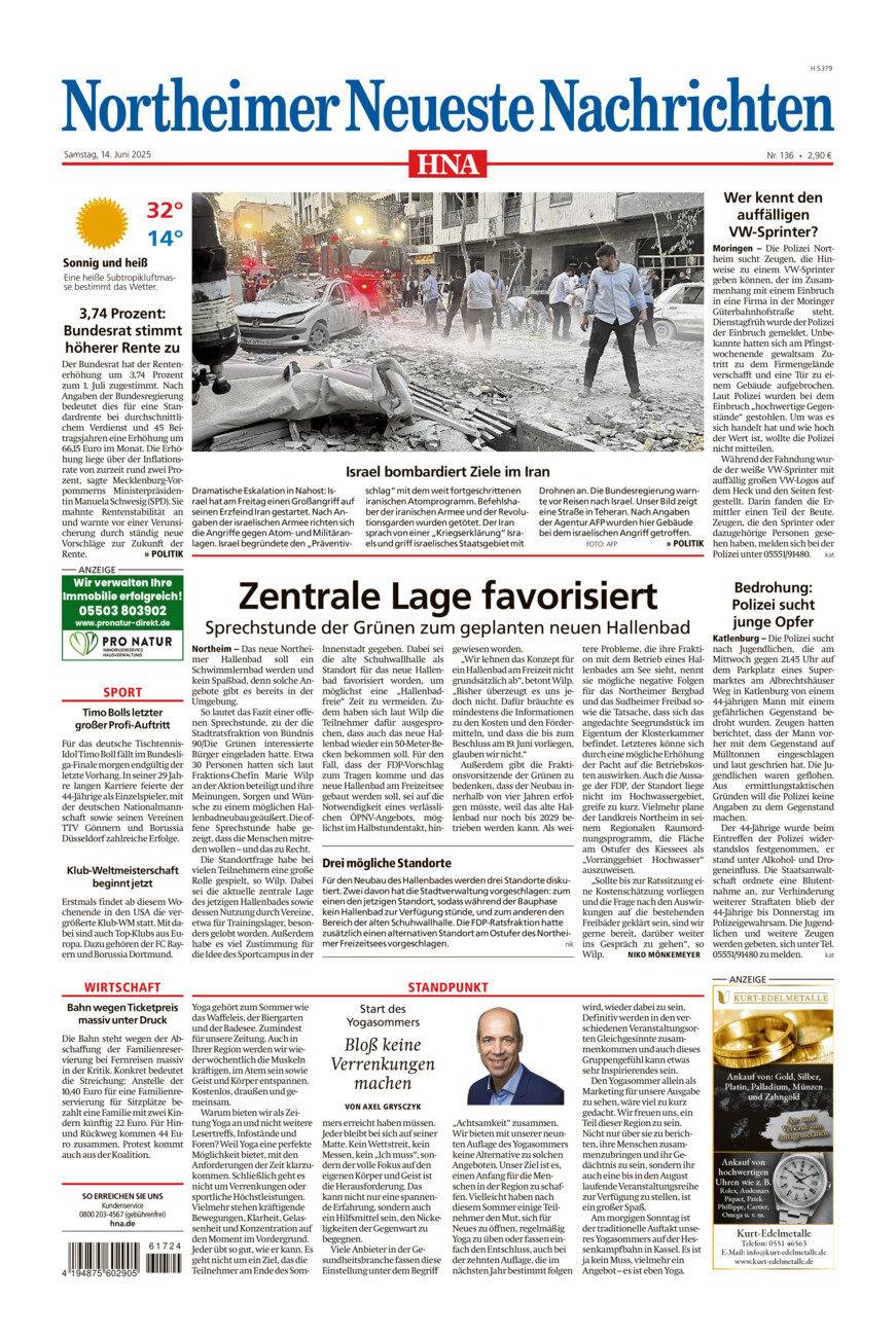 Northeimer Neueste Nachrichten vom Samstag, 14.06.2025