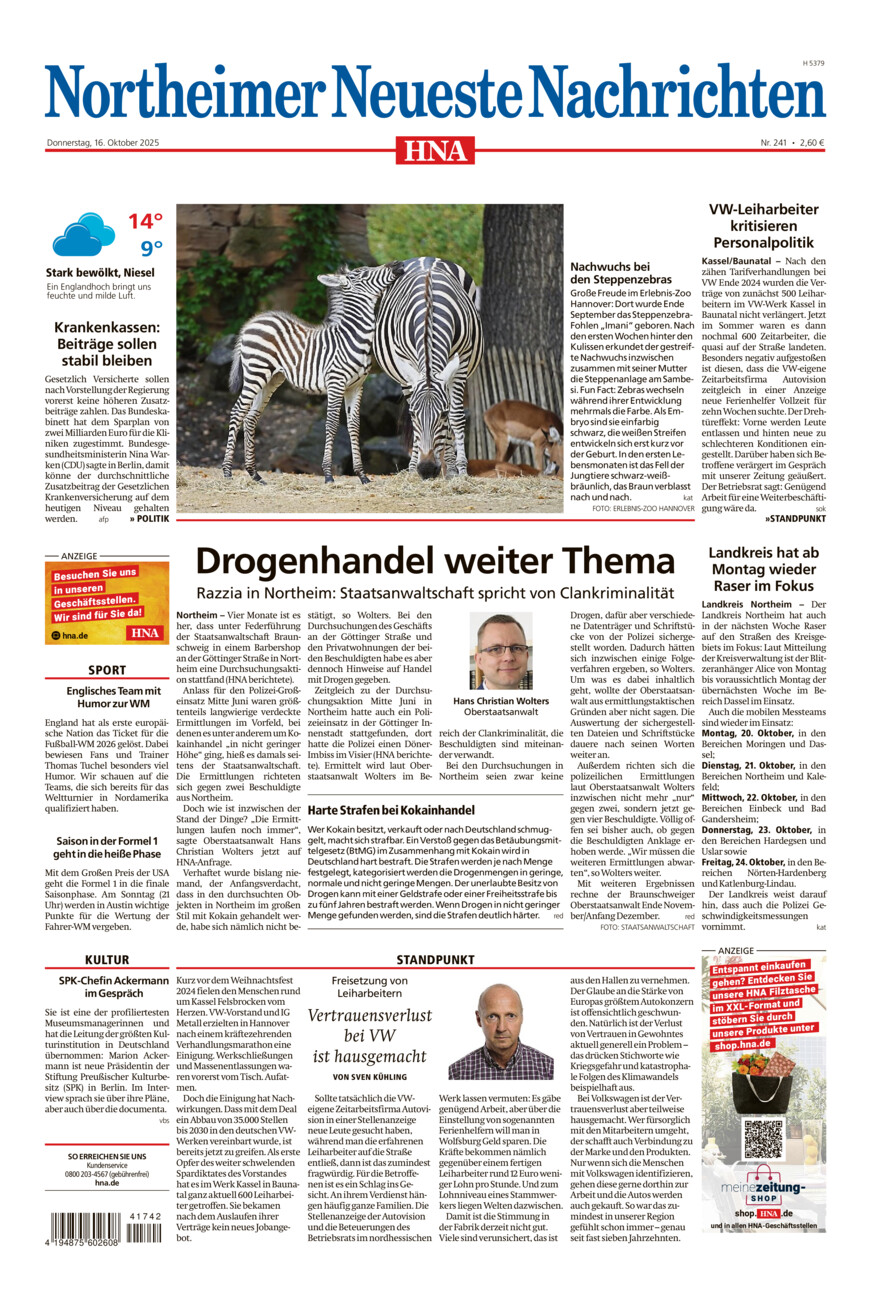 Northeimer Neueste Nachrichten vom Donnerstag, 16.10.2025
