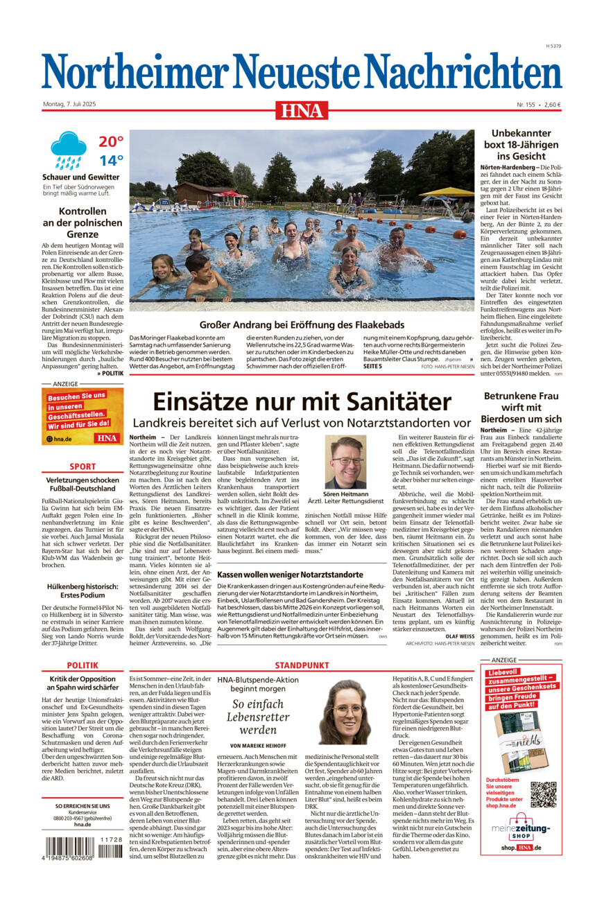 Northeimer Neueste Nachrichten vom Montag, 07.07.2025
