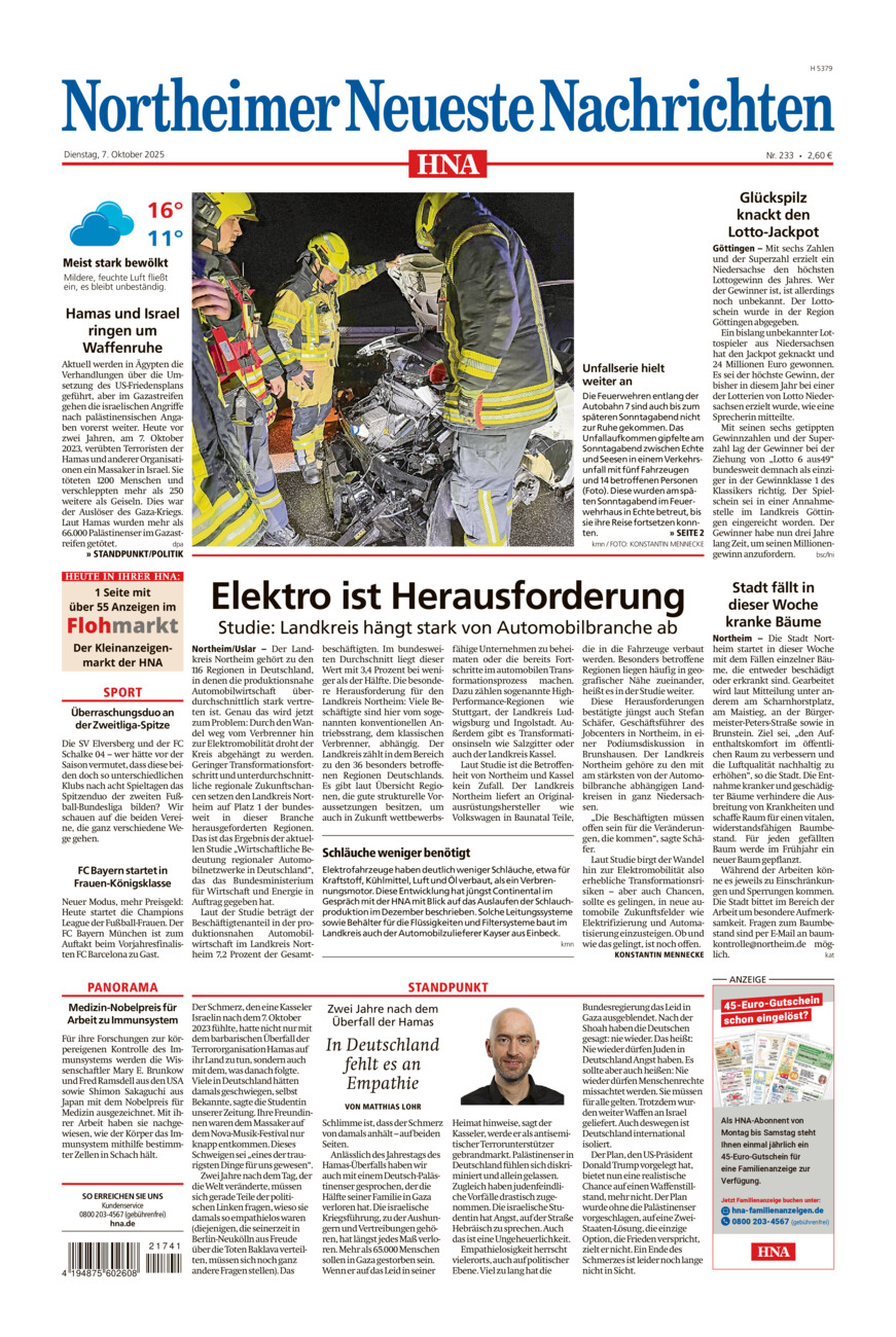 Northeimer Neueste Nachrichten vom Dienstag, 07.10.2025