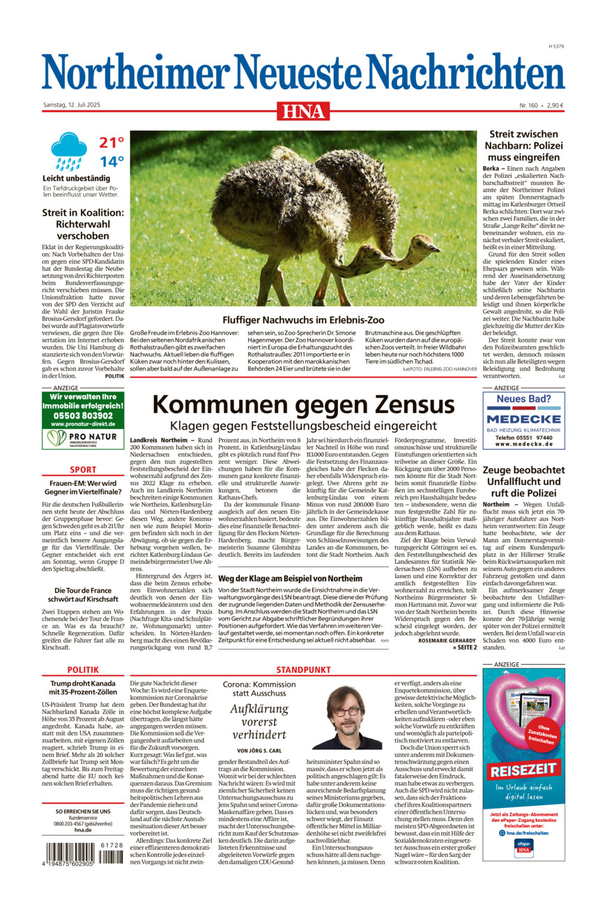 Northeimer Neueste Nachrichten vom Samstag, 12.07.2025