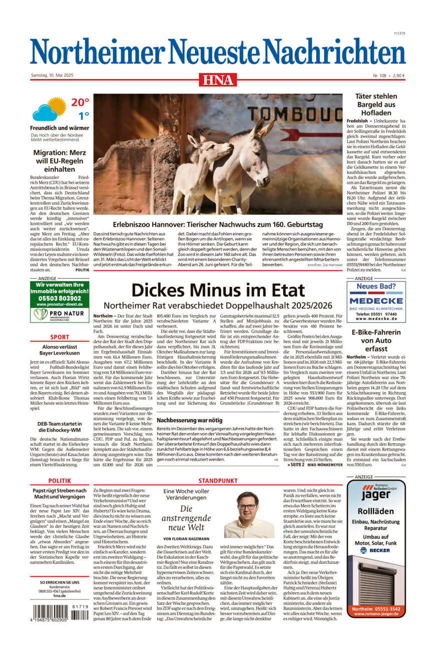 Northeimer Neueste Nachrichten vom Samstag, 10.05.2025