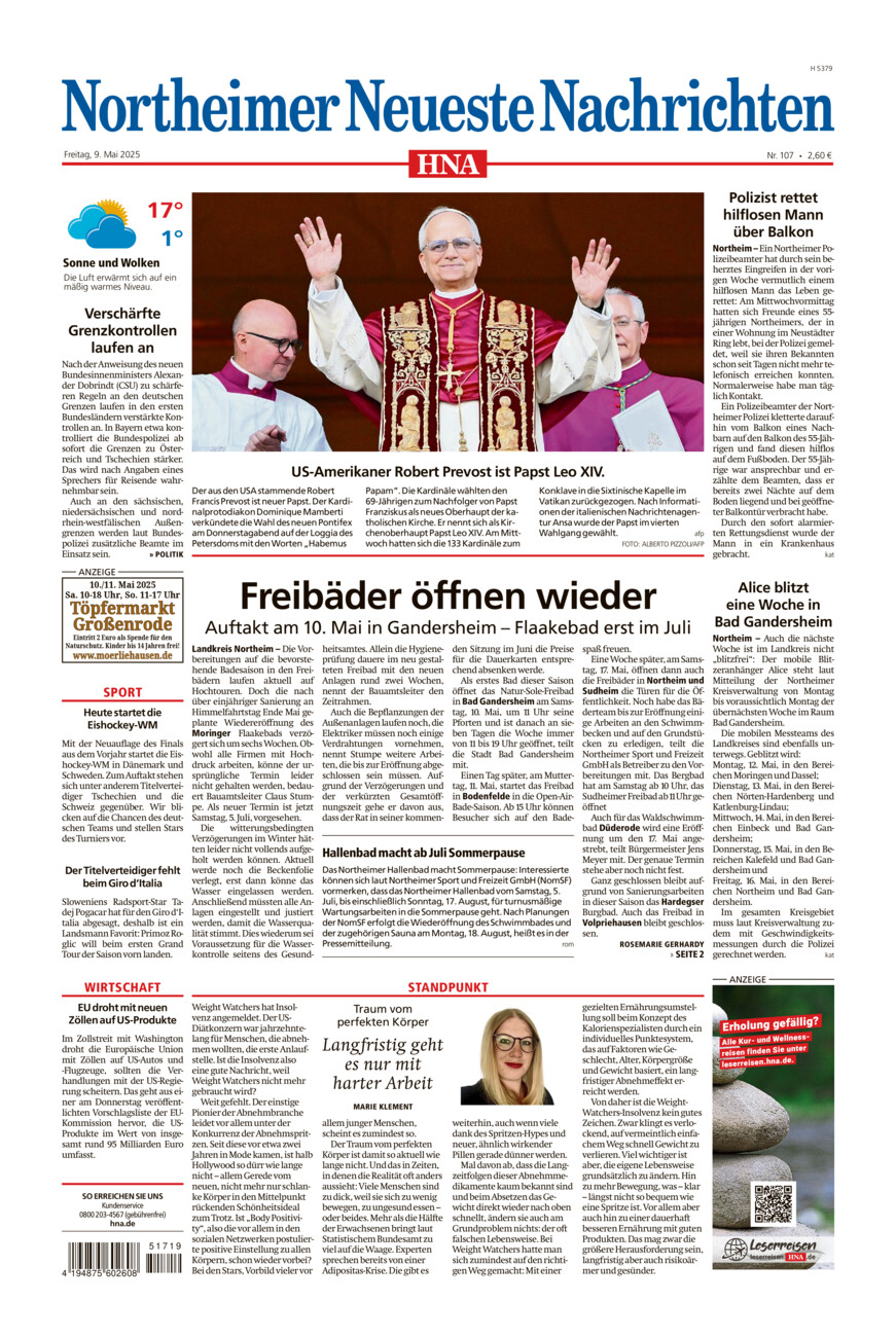 Northeimer Neueste Nachrichten vom Freitag, 09.05.2025