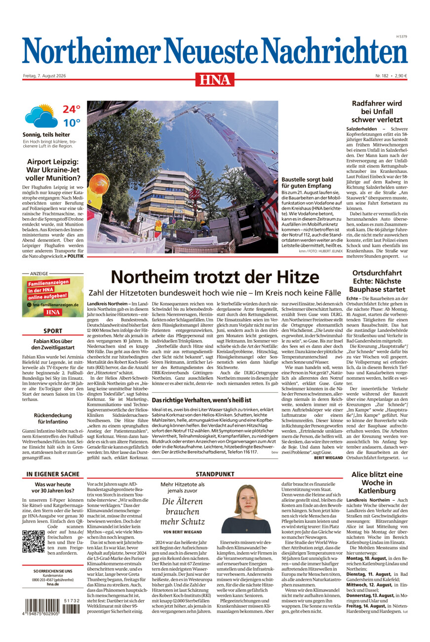 Northeimer Neueste Nachrichten vom Freitag, 07.08.2026