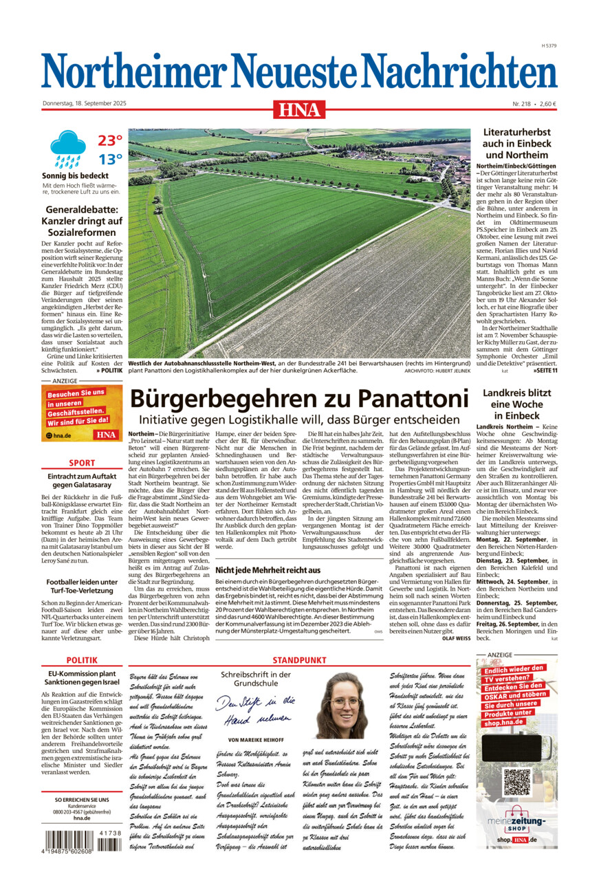 Northeimer Neueste Nachrichten vom Donnerstag, 18.09.2025