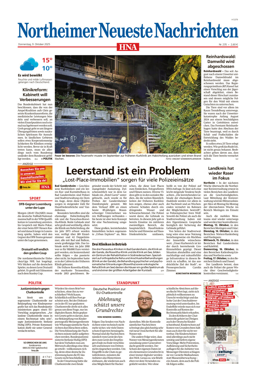 Northeimer Neueste Nachrichten vom Donnerstag, 09.10.2025