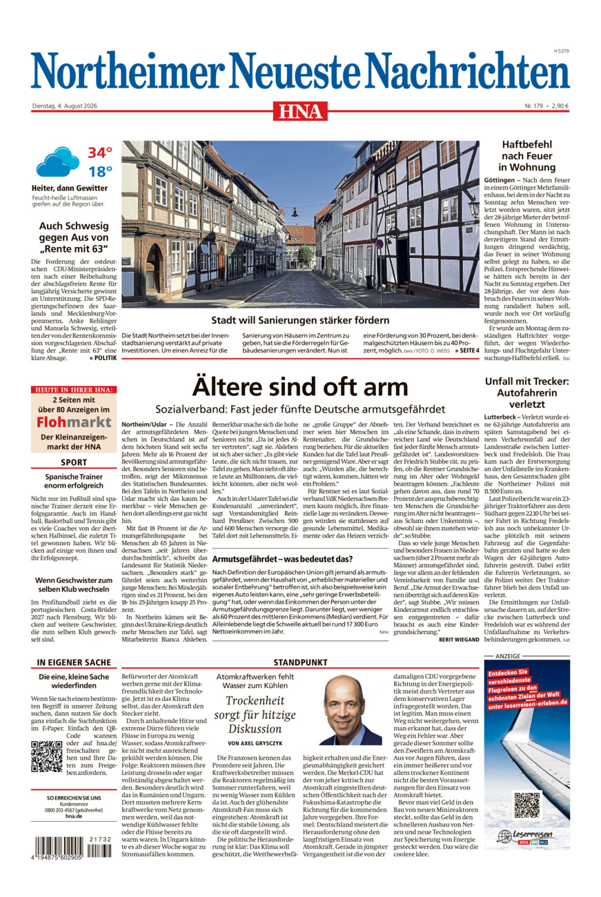 Northeimer Neueste Nachrichten vom Dienstag, 04.08.2026