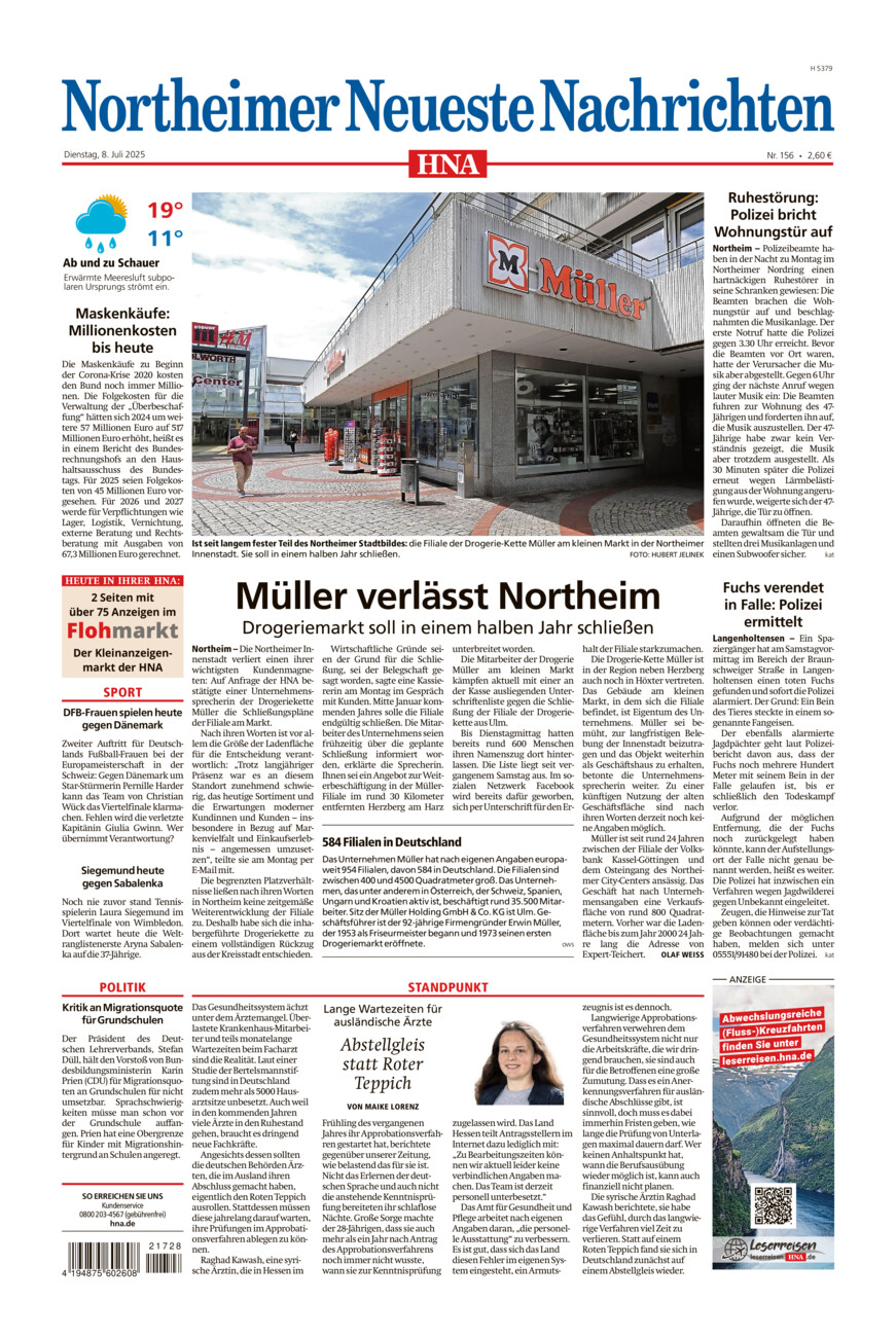 Northeimer Neueste Nachrichten vom Dienstag, 08.07.2025