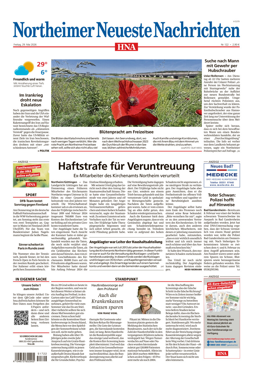Northeimer Neueste Nachrichten vom Freitag, 29.05.2026